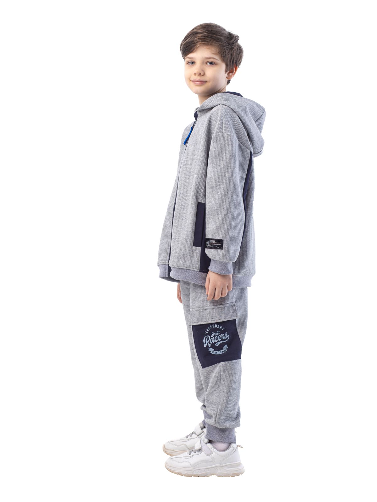 Куртка для мальчика О36665 (серый-синий)