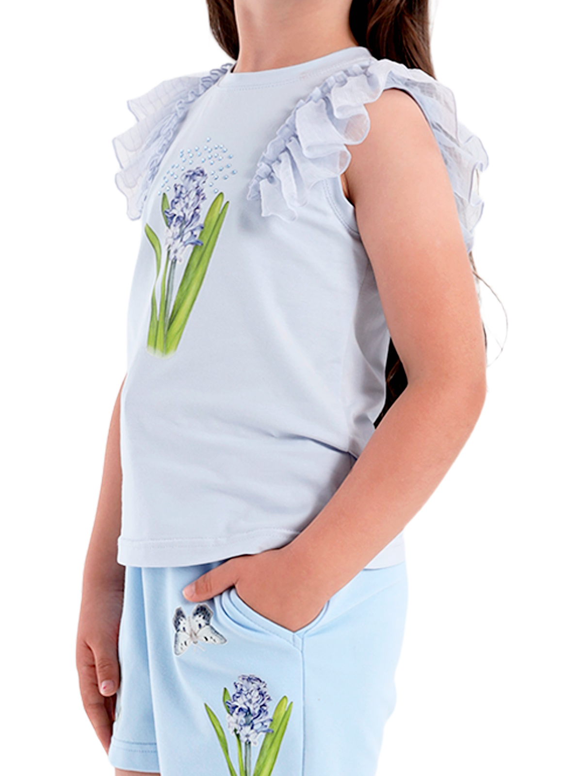 Блузка для девочки О57239 (голубой)