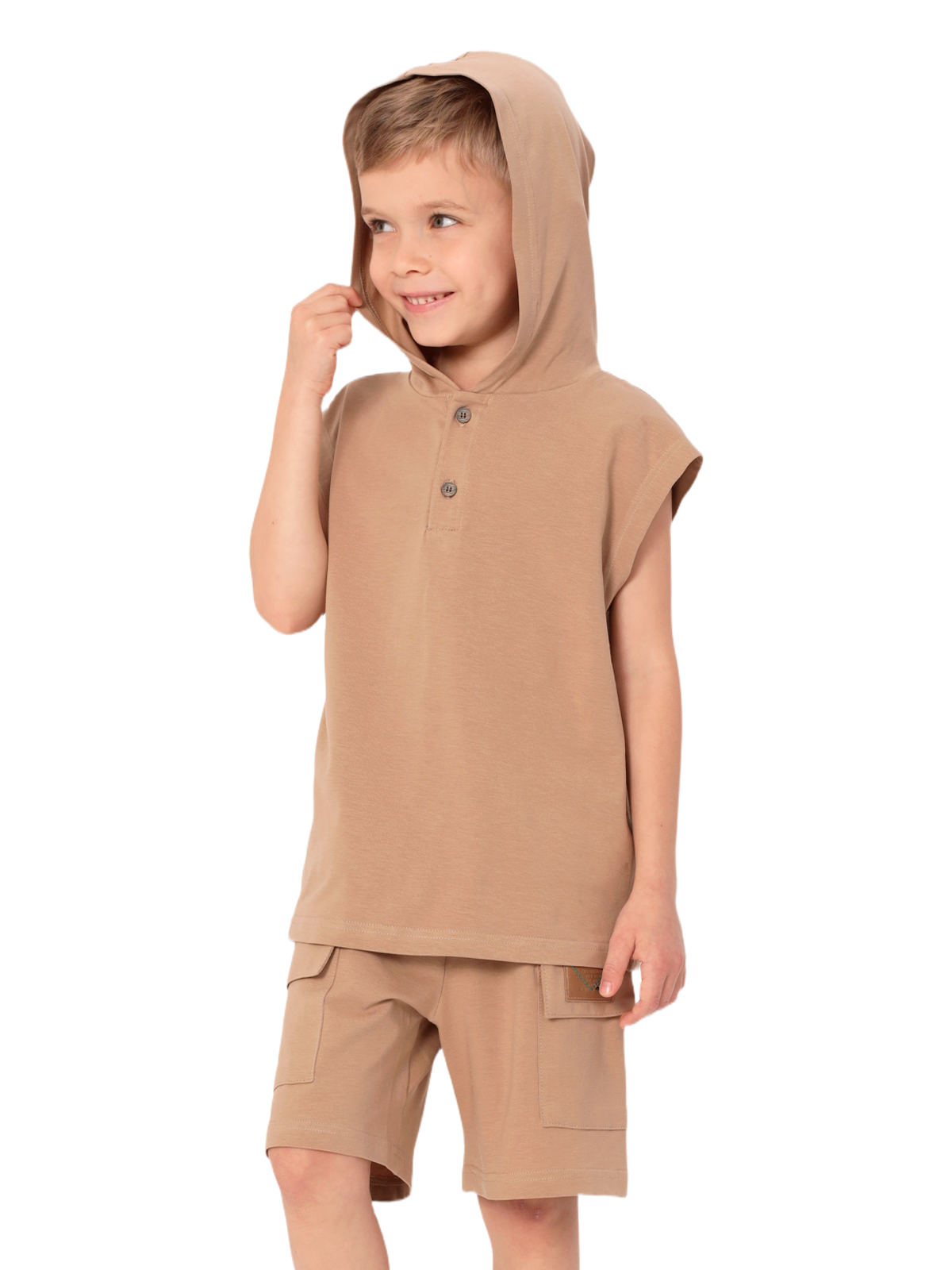 Комп.:джем,шорты для мальчика О47320 (коричневый)