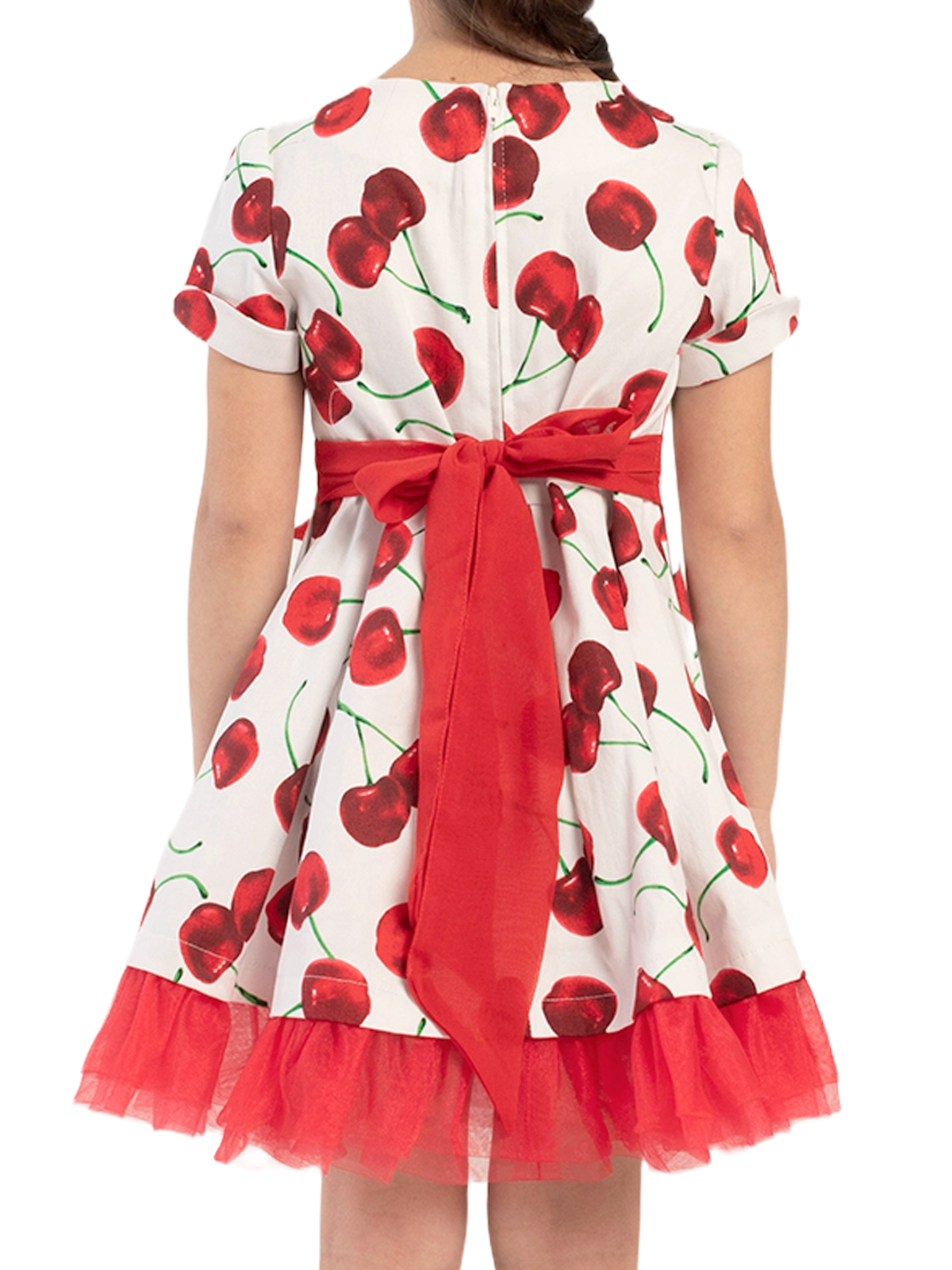 Платье для девочки О57246 (белый-красный)