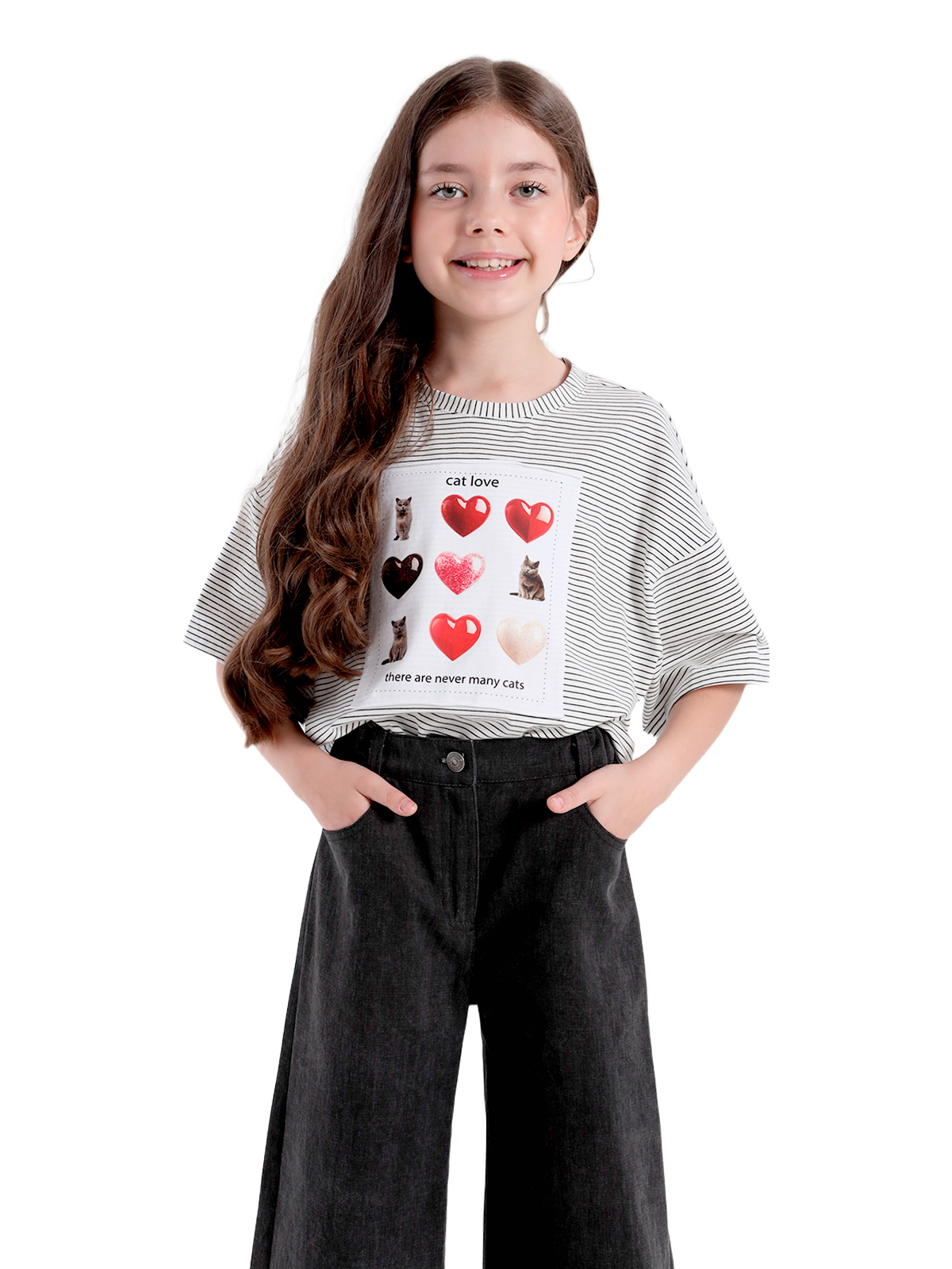 Джемпер для девочки О57259 (белый-черный)