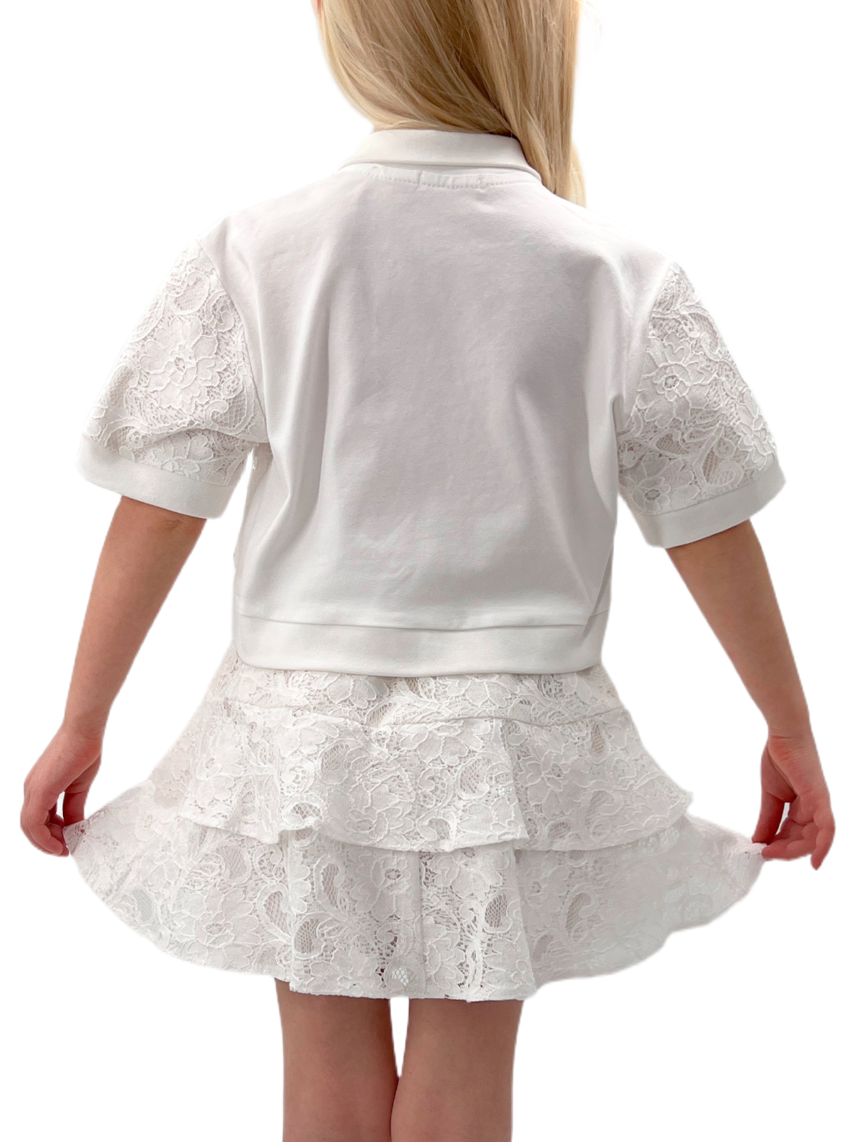 Ком.:блуз.,юб.-шор. для девочки О57223 (белый)