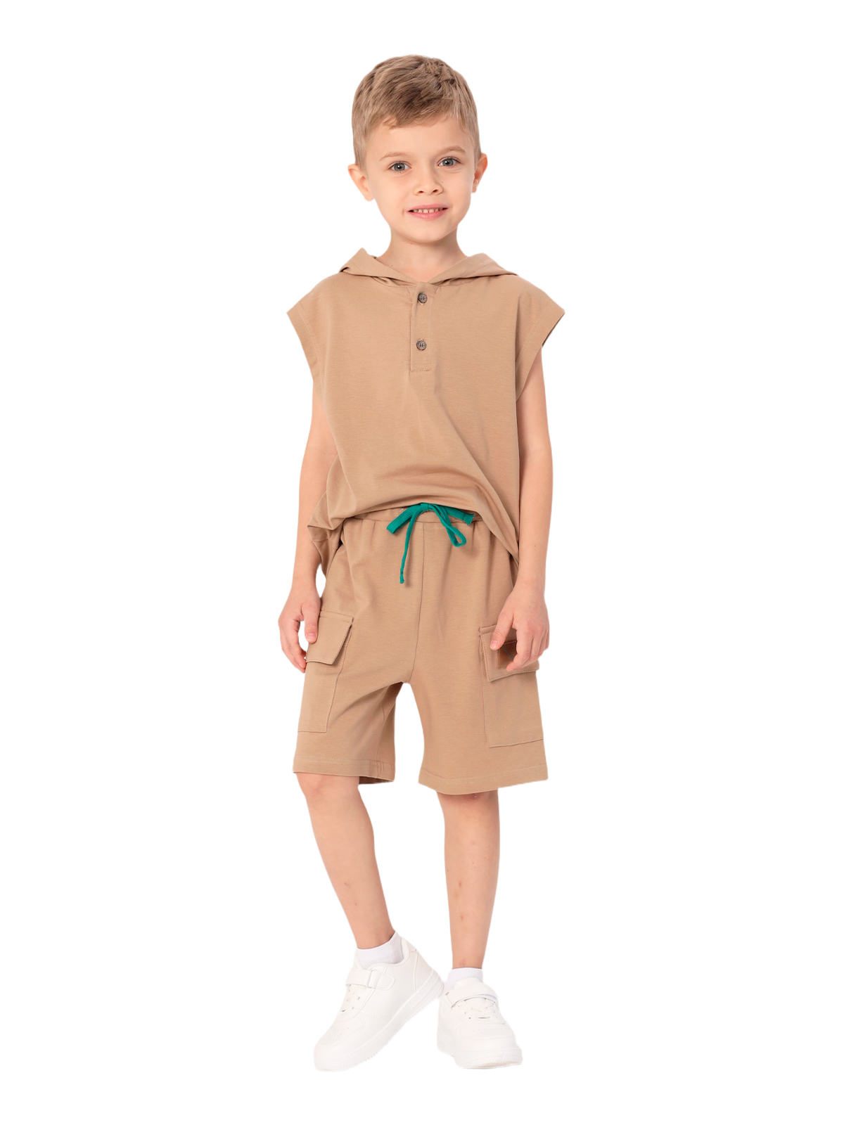 Комп.:джем,шорты для мальчика О47320 (коричневый)