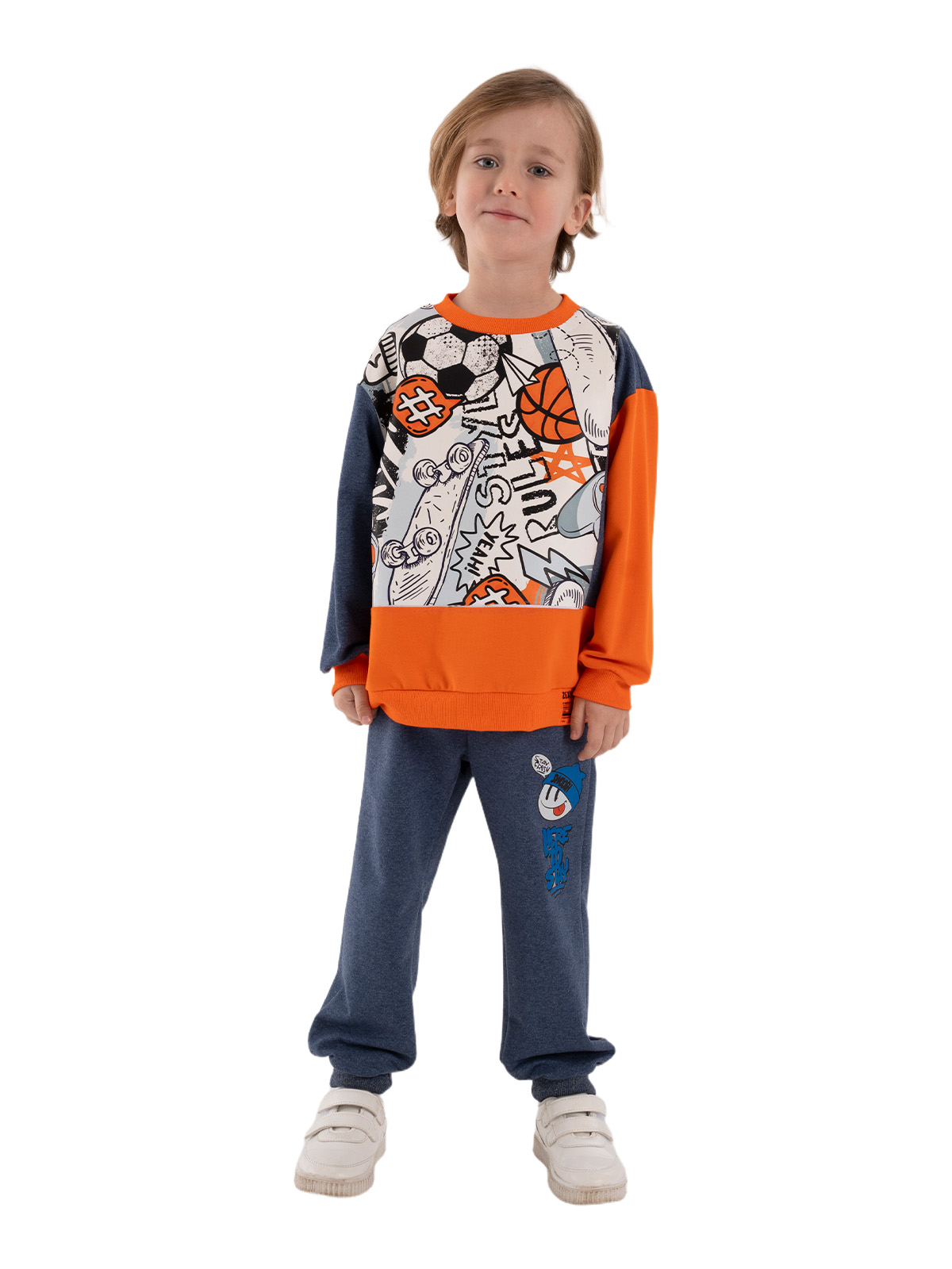 Джемпер для мальчика О37127 (синий-оранжевый)