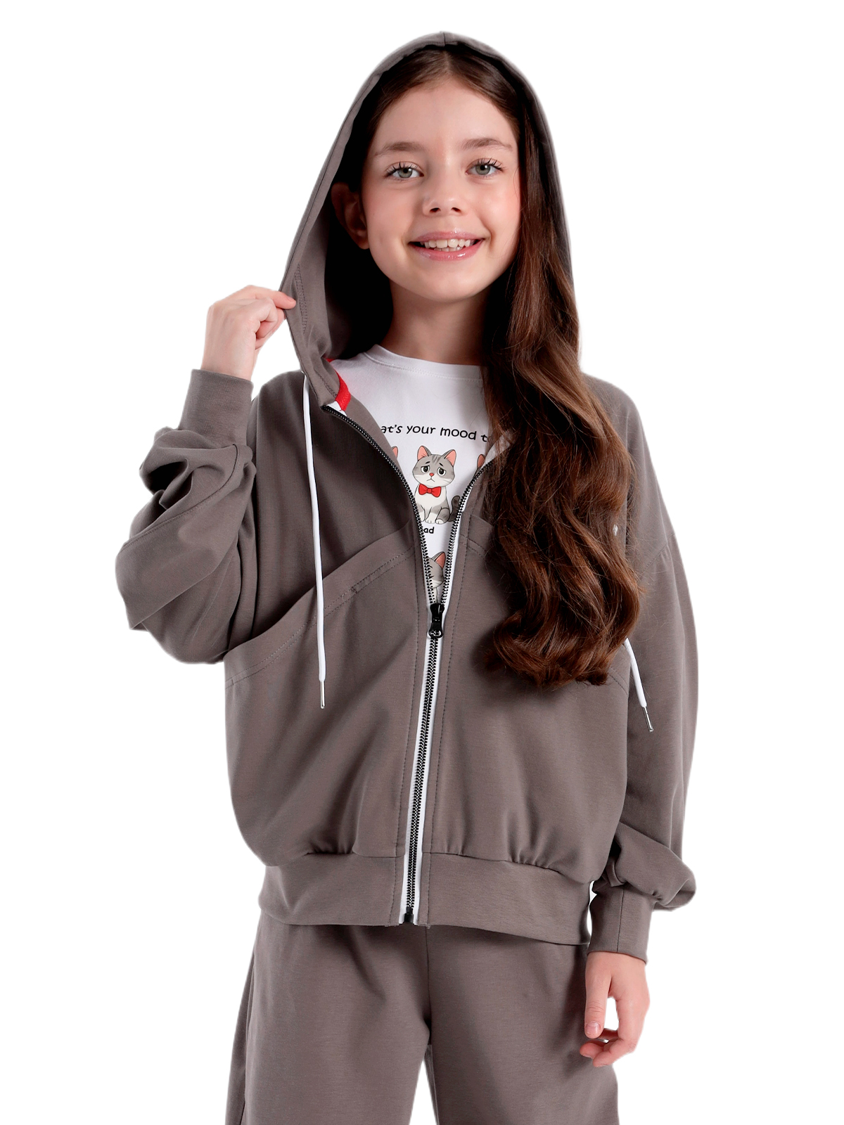 Джемпер для девочки О57278 (серый)