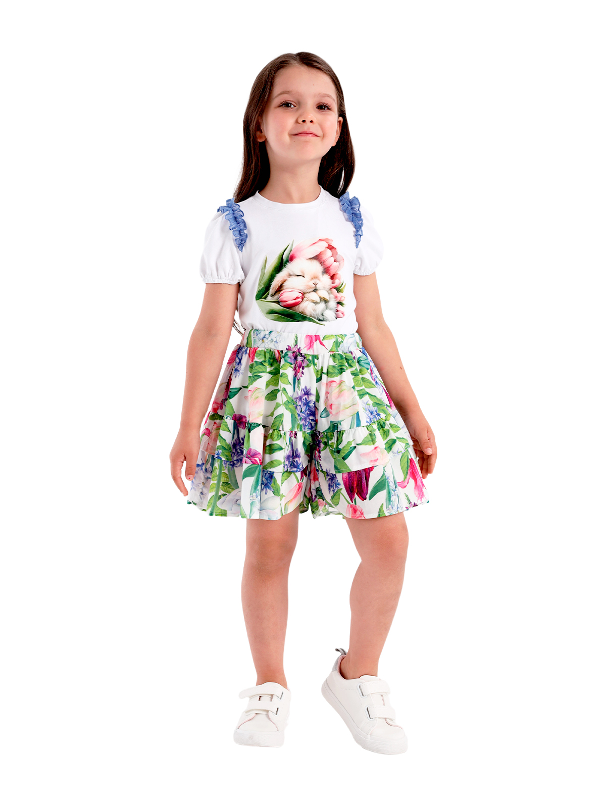 Юбка-шорты для девочки О57238 (синий-розовый)