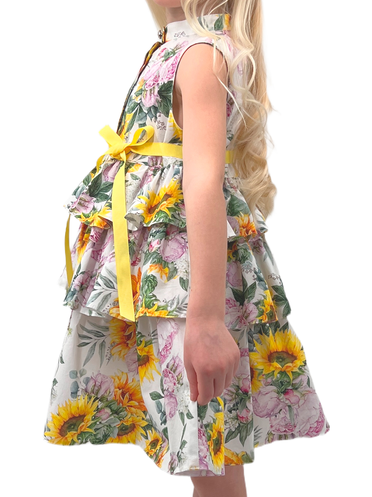 Платье для девочки О54027 (желтый-розовый)