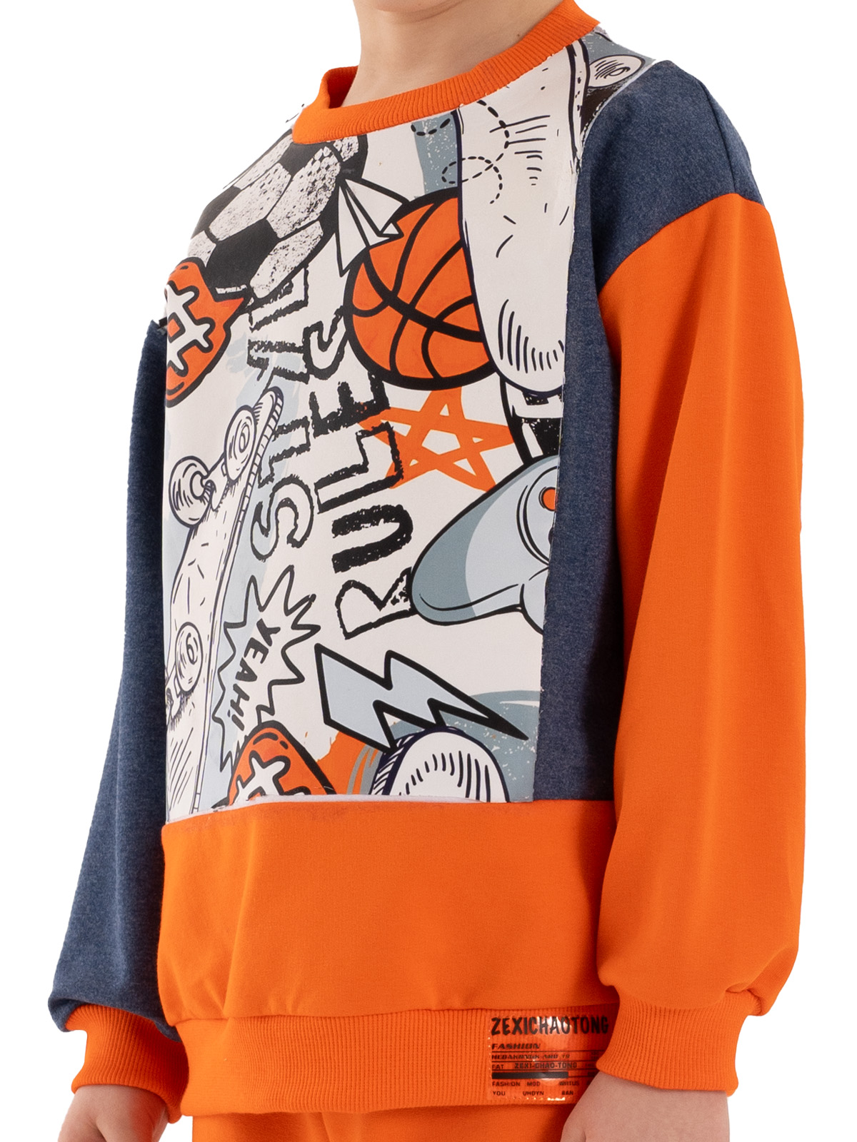 Джемпер для мальчика О37127 (синий-оранжевый)