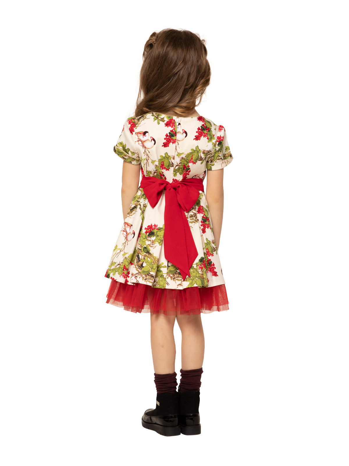 Платье для девочки О57246 (бежевый-красный)