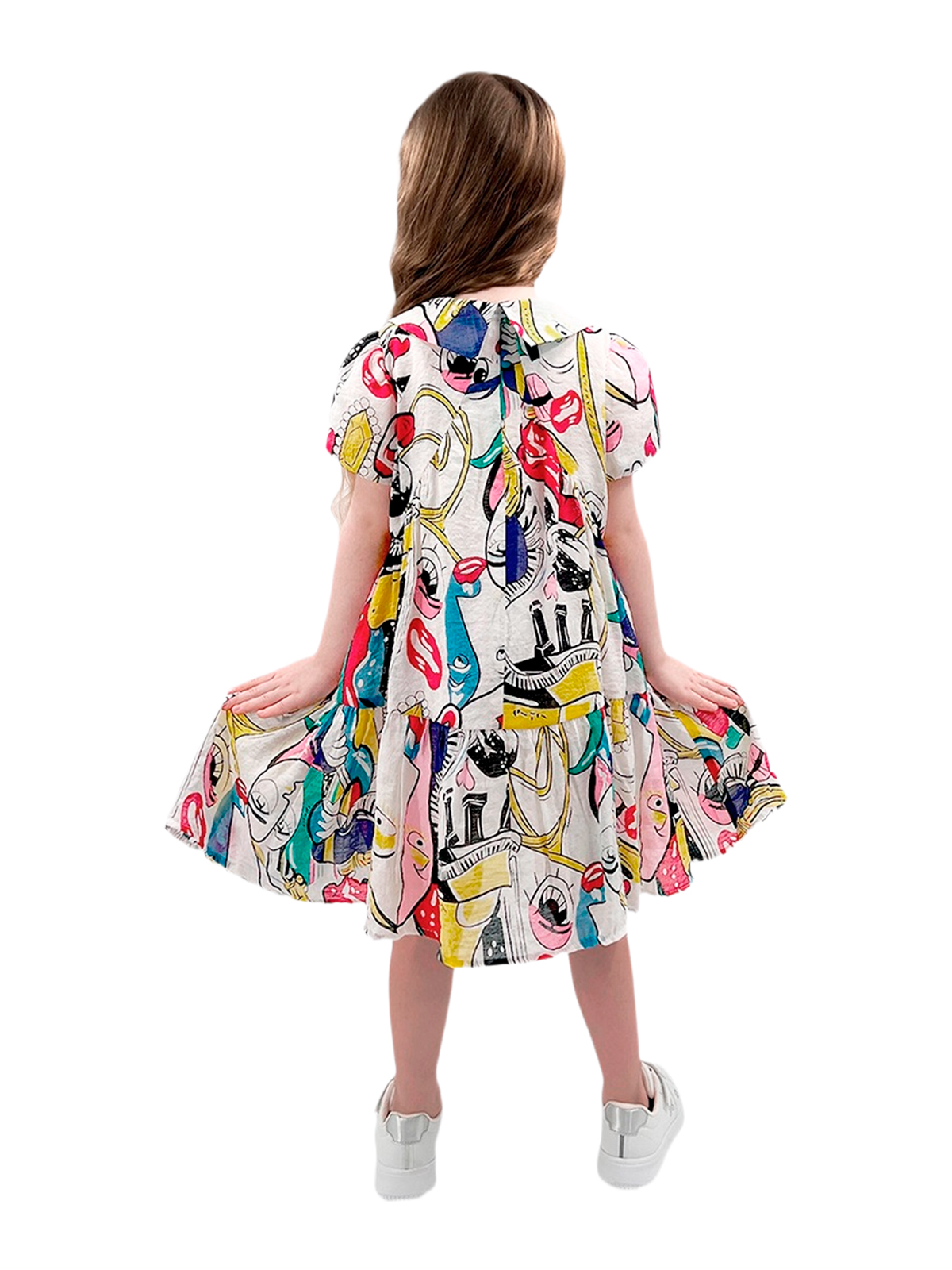 Платье для девочки О57230 (белый-красный)