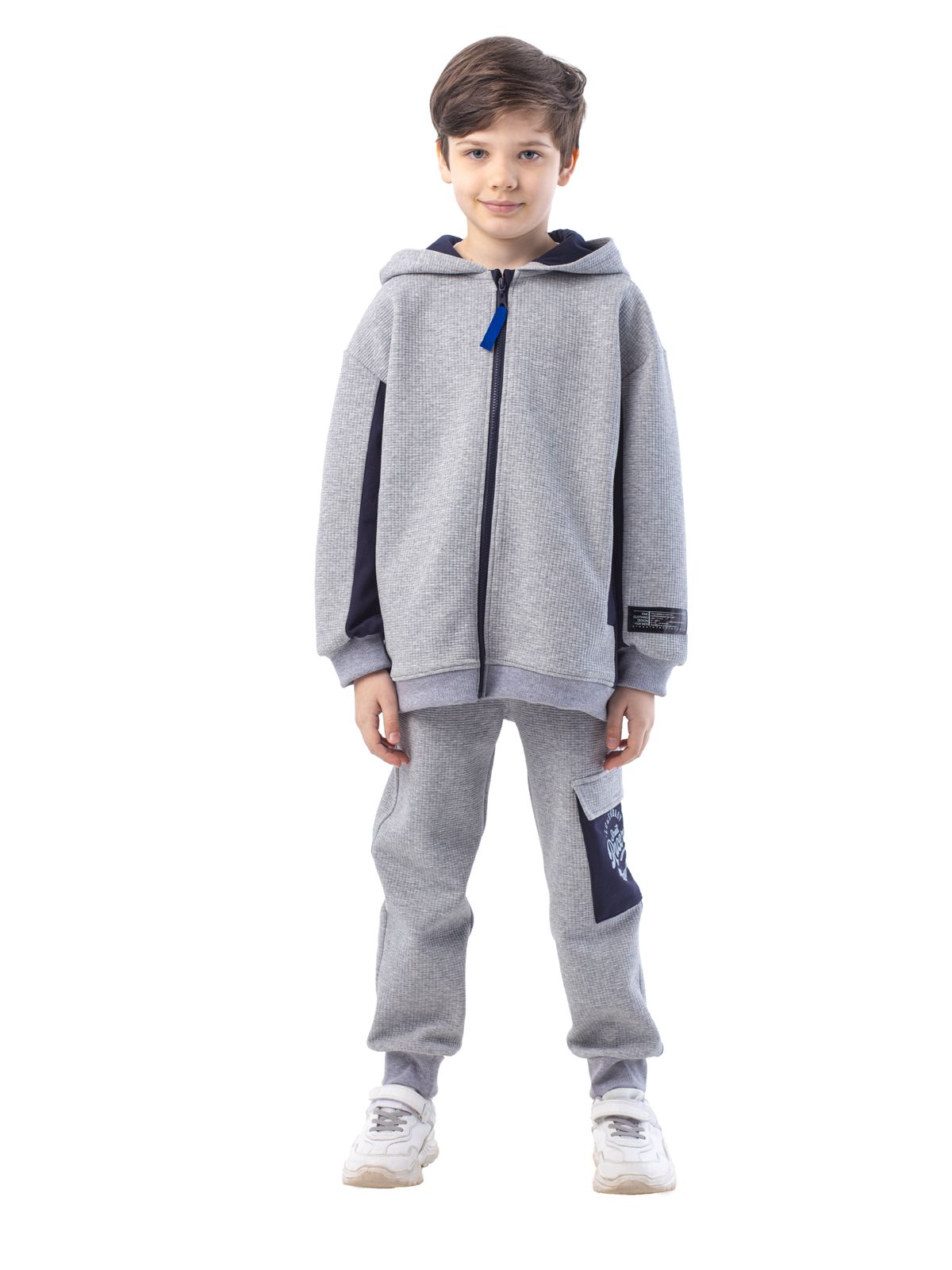 Куртка для мальчика О36665 (серый-синий)