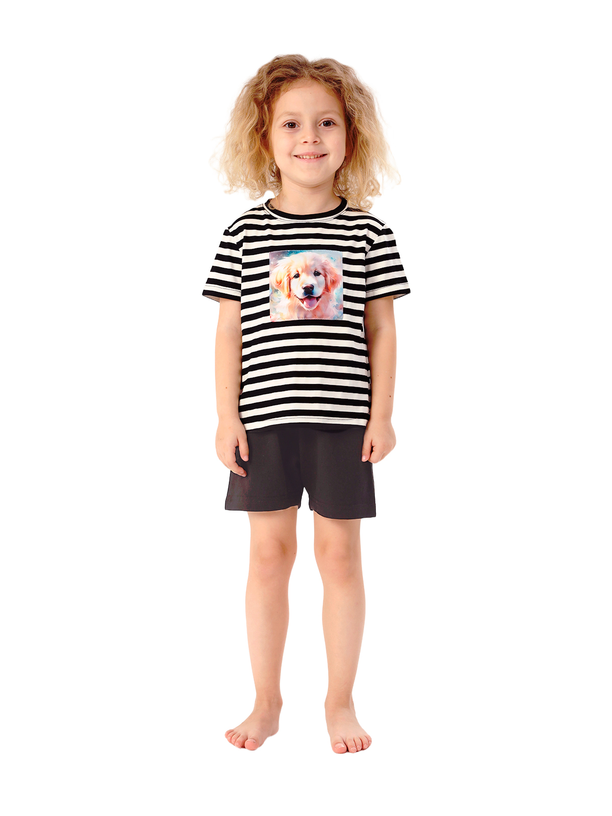 Пижама для девочки 06093 (черный-белый)