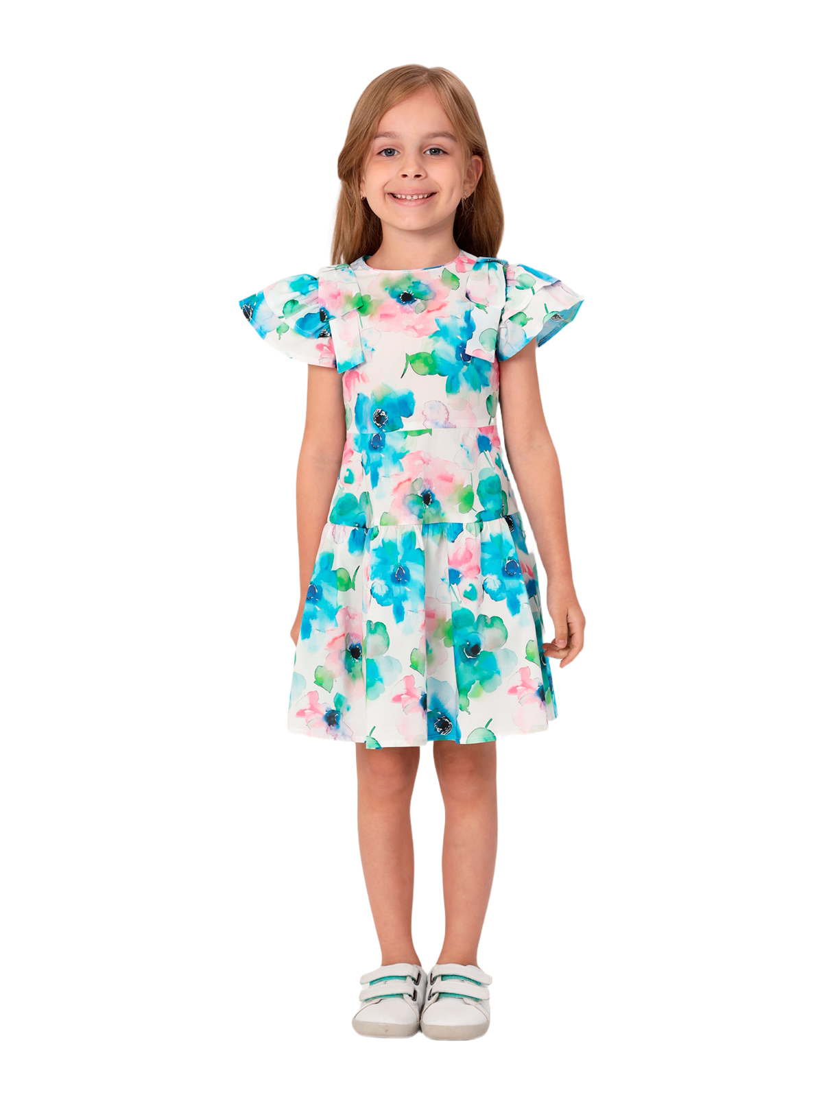 Платье для девочки О57231 (розовый-бирюзовый)