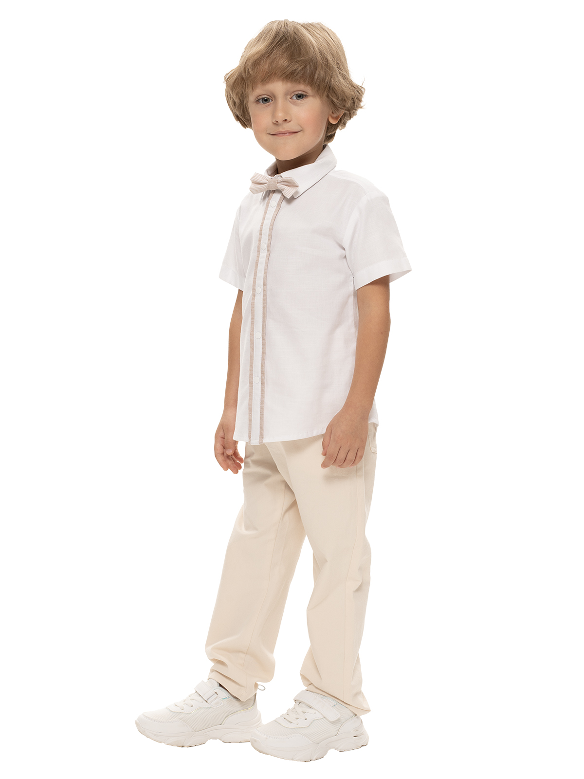 Верхняя сорочка для мальчика О46469 (белый-бежевый)