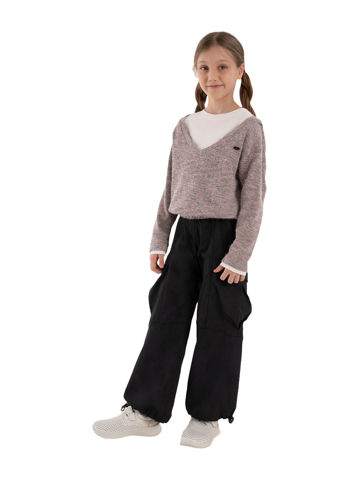 Брюки для девочки О67080 (черный)