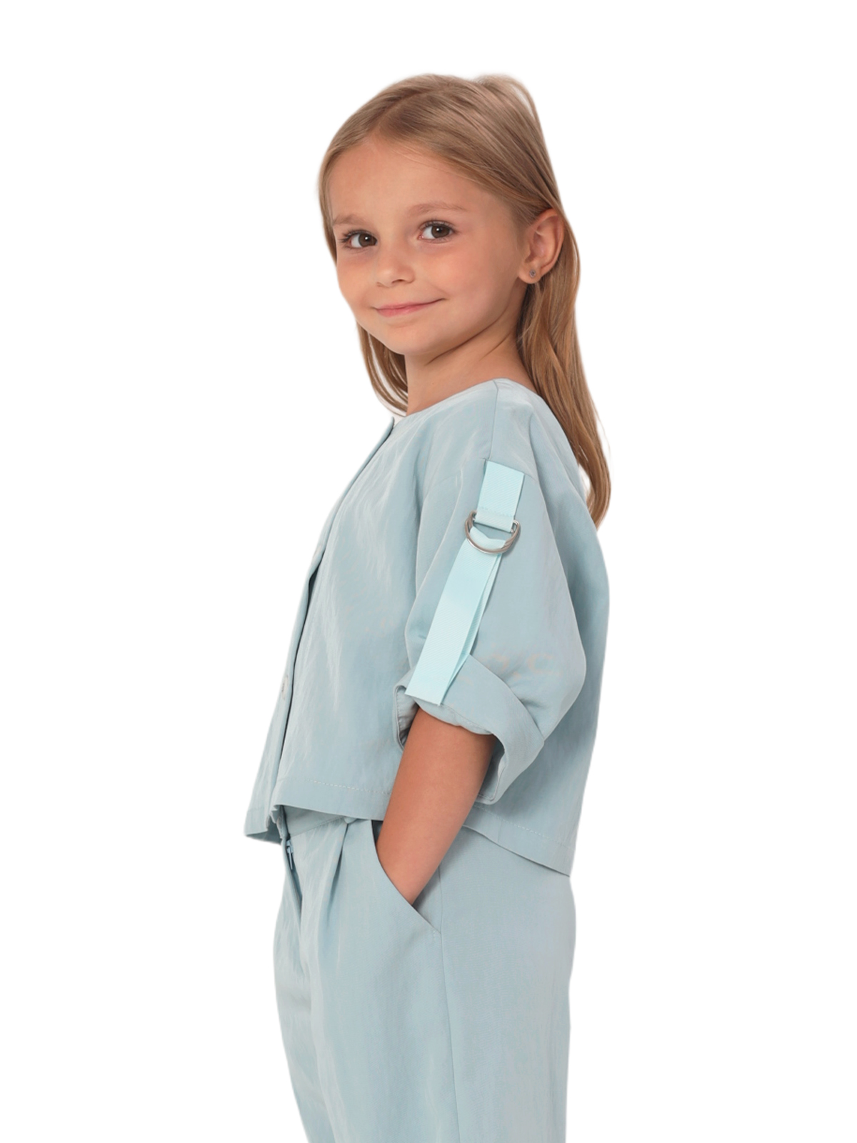 Комп.:блузка,брюки для девочки О57228 (бирюзовый)