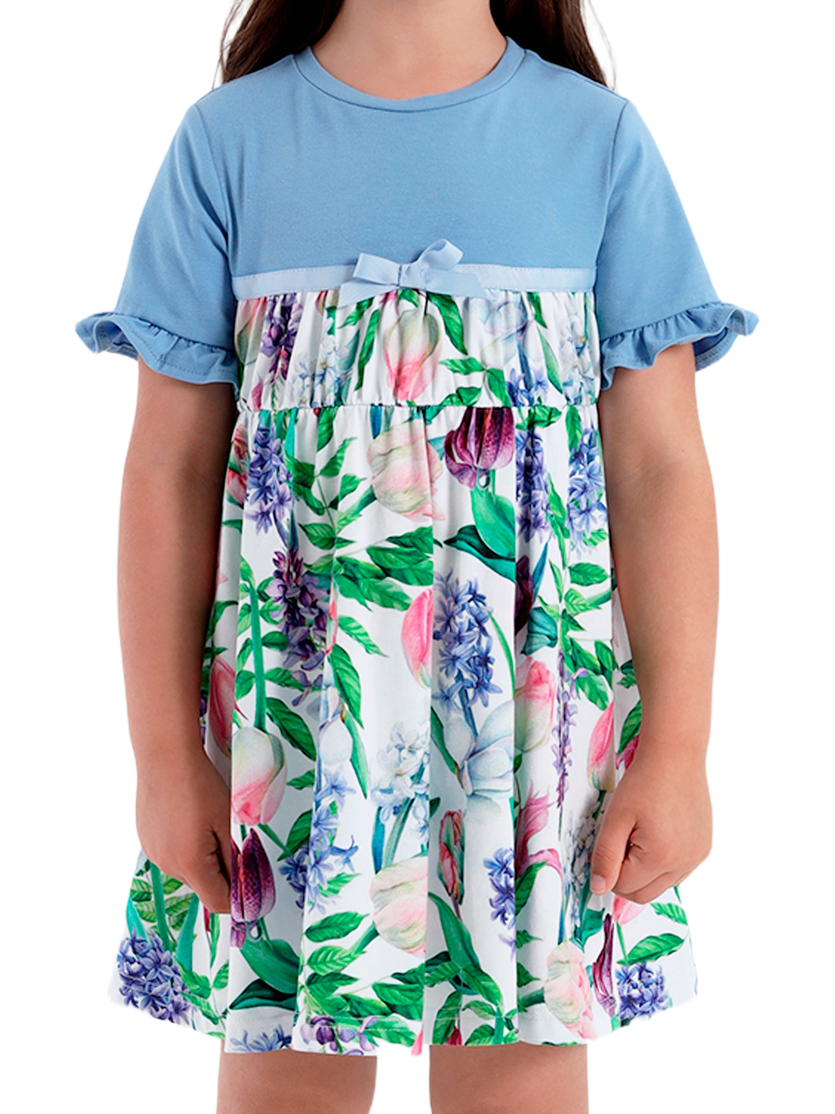 Платье для девочки О57226 (синий-розовый)