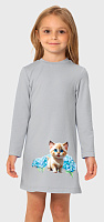 Платье для девочки О57186 (серый-белый)