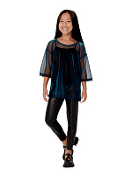 Блузка для девочки О87188 (черный-голубой)