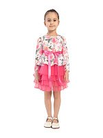 Платье для девочки О53592 (белый-розовый)